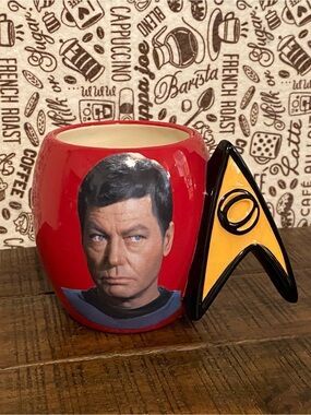 RARE 2011 Star Trek Red Dr. McCoy Ceramic Mug Starfleet Emblem Handle Westland